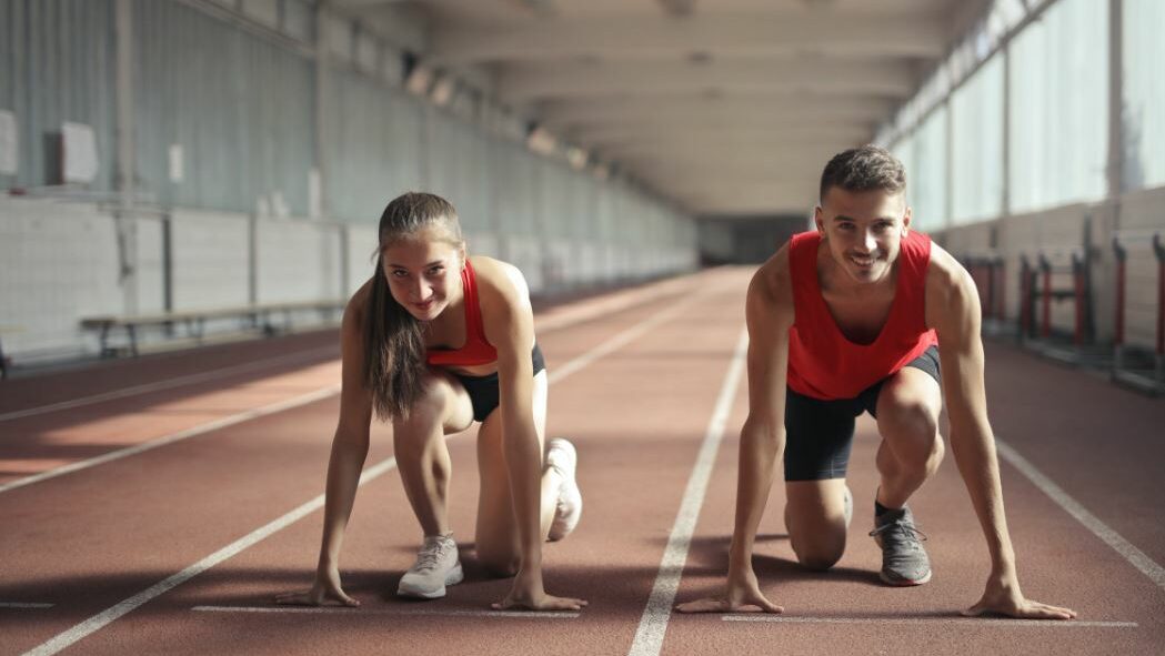 sportive man and woman