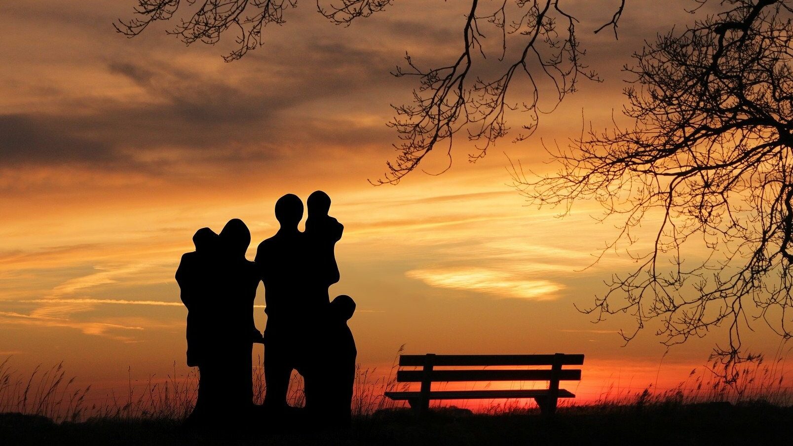 family under sunset