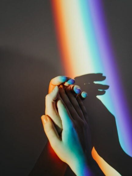 rainbow and hands