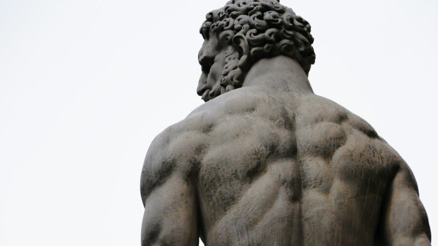 Back of Hercules in main square in Florence, Italy.