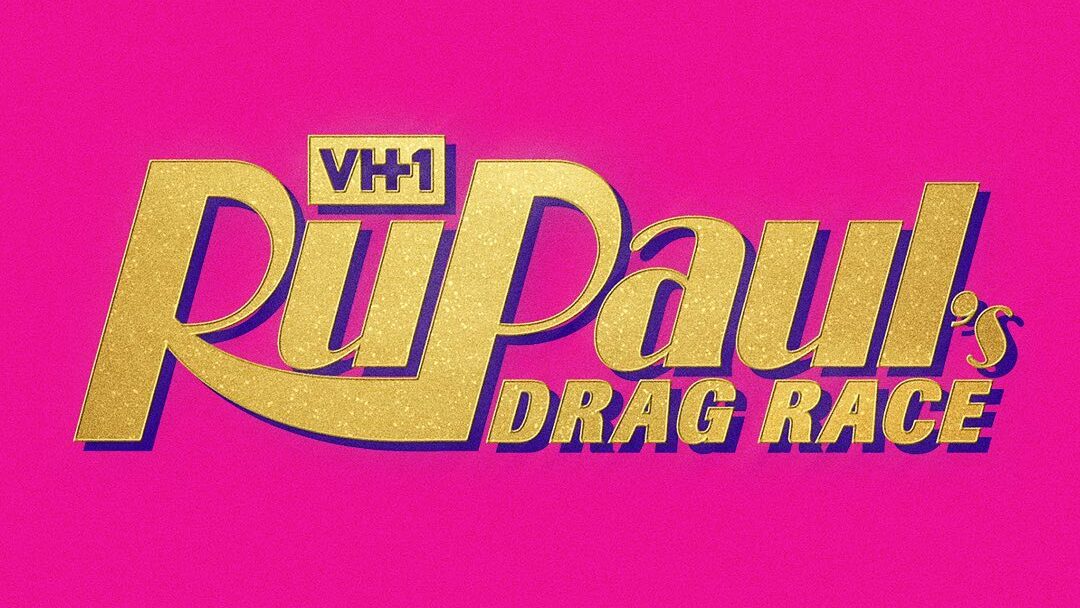 RuPaul’s Drag Race Season 14 logo with VH1 branding on a bright pink background.